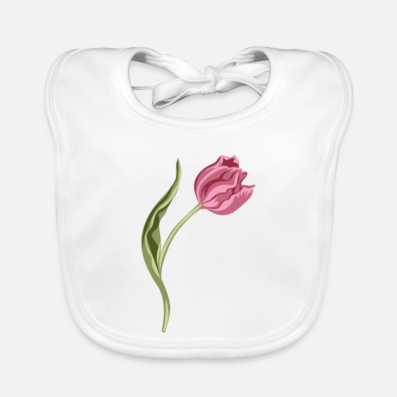 Elegant Pink Tulip Illustration Organic Baby Bibs