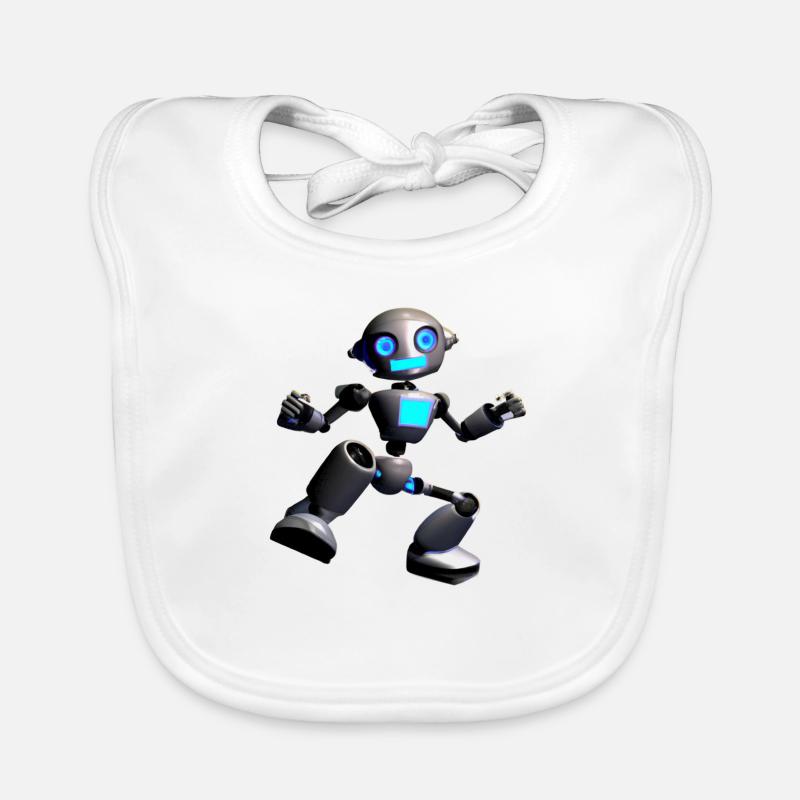 Funny Dancing Robot in 3D Organic Baby Bibs