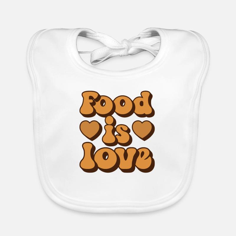 la nourriture c'est l'amour! - Bavoir bio Bébé - blanc