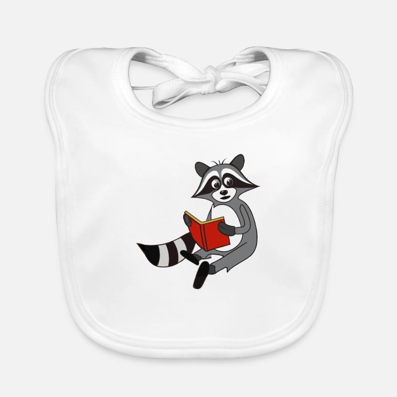 Waschbär liest Buch Geschenkidee Baby Bio-Lätzchen