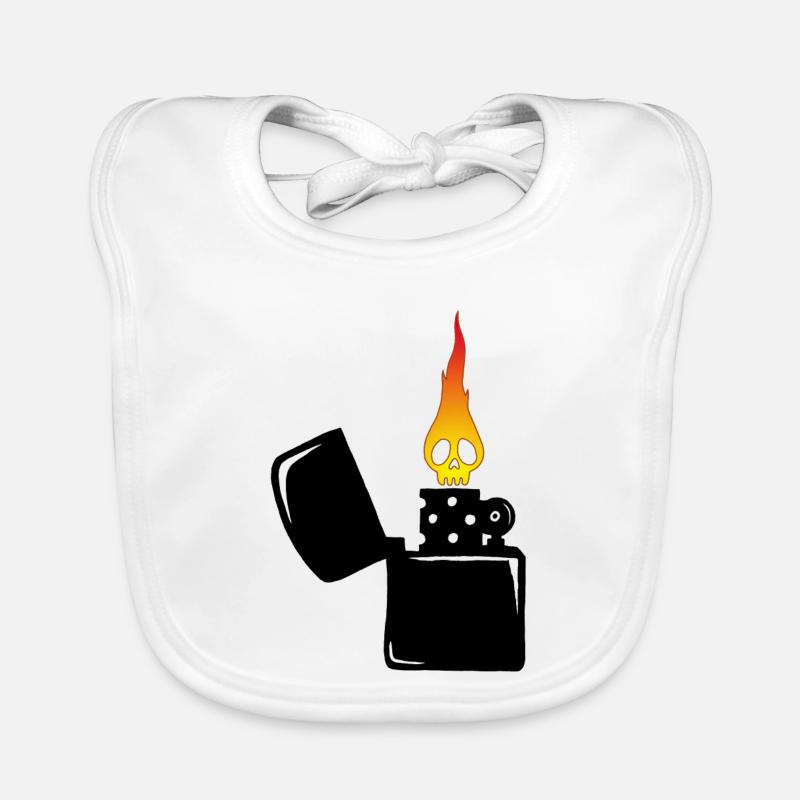 flaming skull and black lighter Organic Baby Bibs