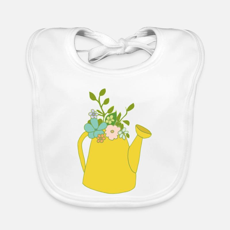Watering can flowers Organic Baby Bibs