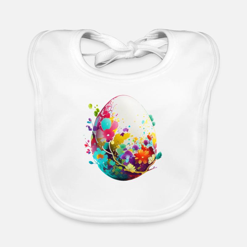 Colorful Easter egg and spring decoration Organic Baby Bibs