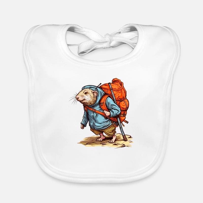 Mole rat wanders heavily packed with backpack Organic Baby Bibs