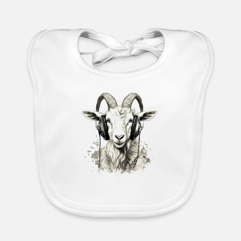 Kitty the audiophile goat Organic Baby Bibs