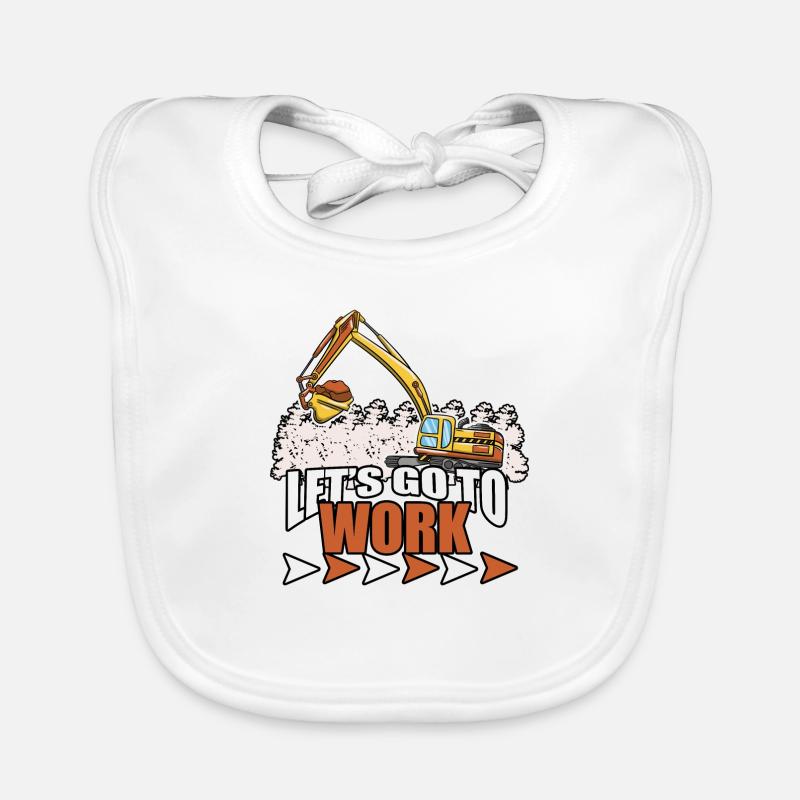 Bagger Baustelle Bauarbeiterin Mädchen I Geschenk Baby Bio-Lätzchen