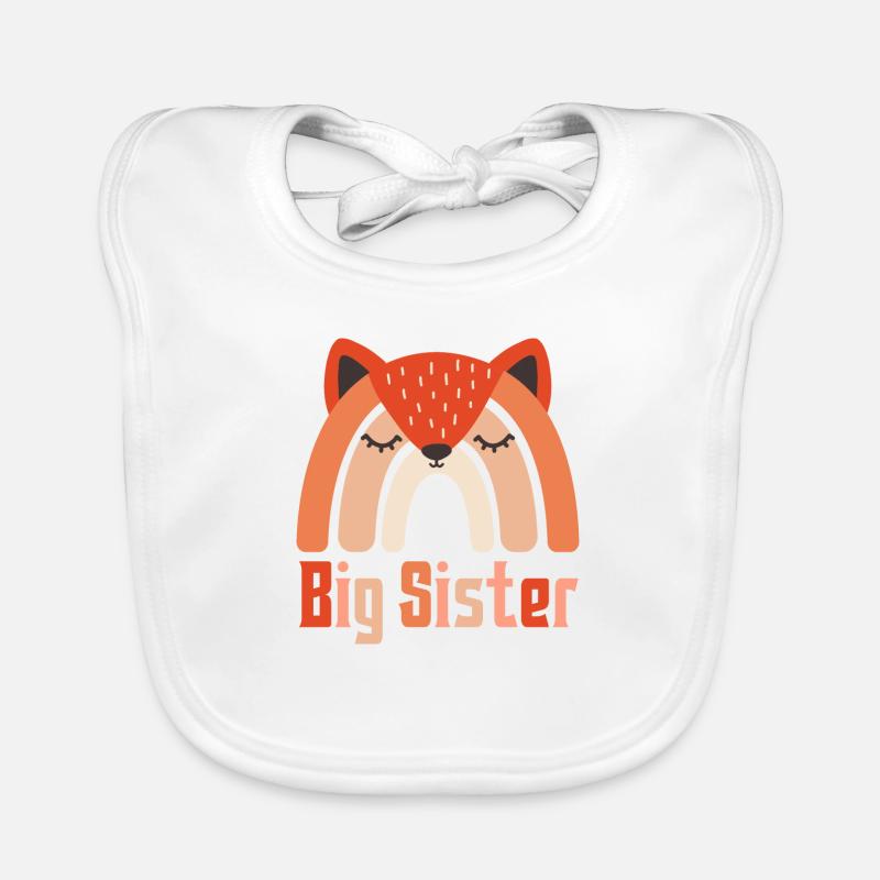 Grosse Schwester Fuchs Regenbogen Baby Bio-Lätzchen