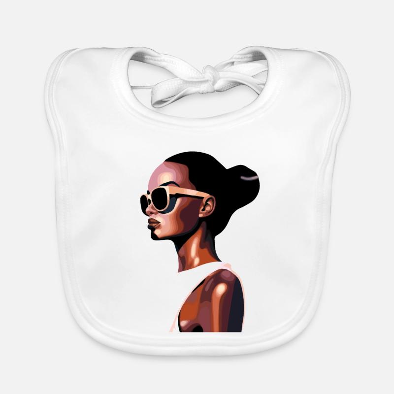 Portrait moderne élégant avec lunettes de soleil - Bavoir bio Bébé - blanc