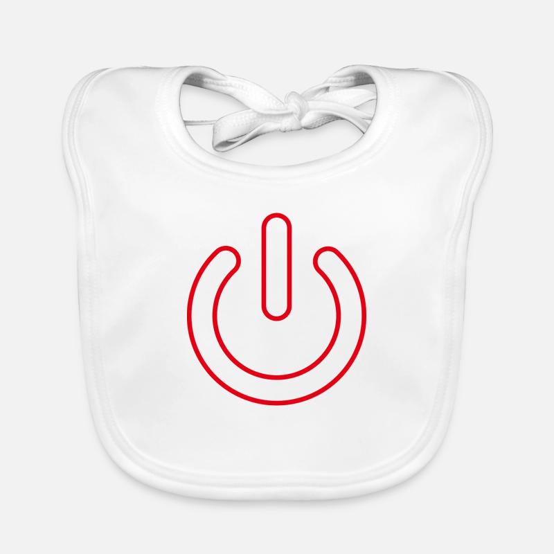 roter Powerbutton Baby Bio-Lätzchen