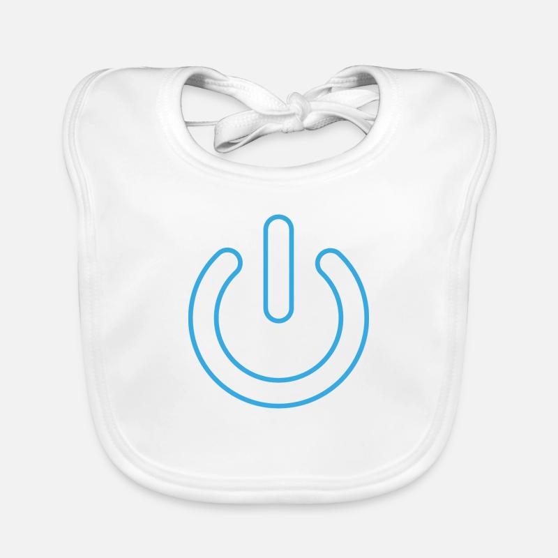 blauer Powerbutton Baby Bio-Lätzchen