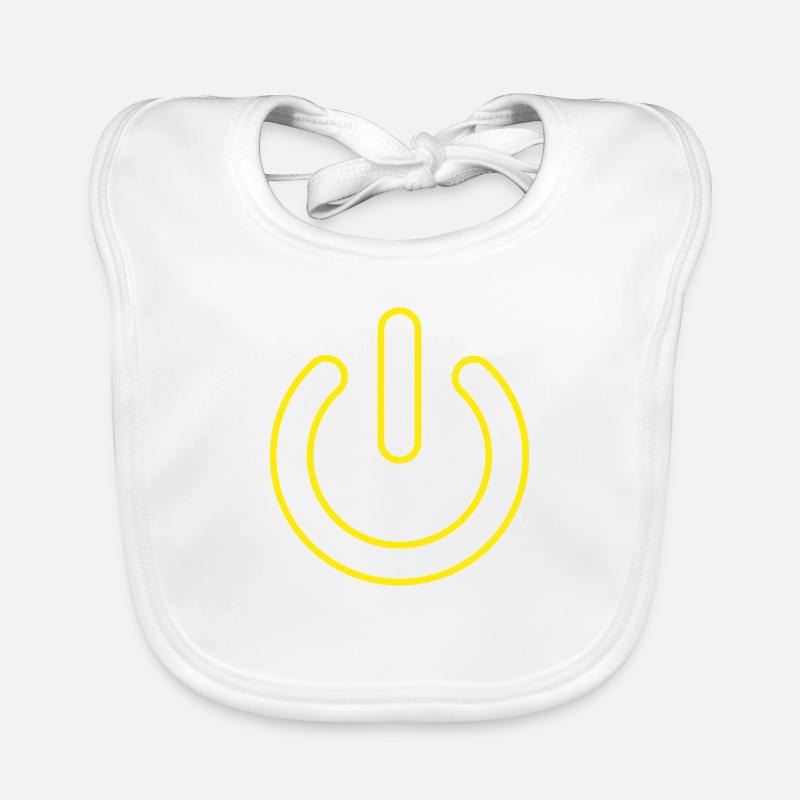 gelber Powerbutton Baby Bio-Lätzchen