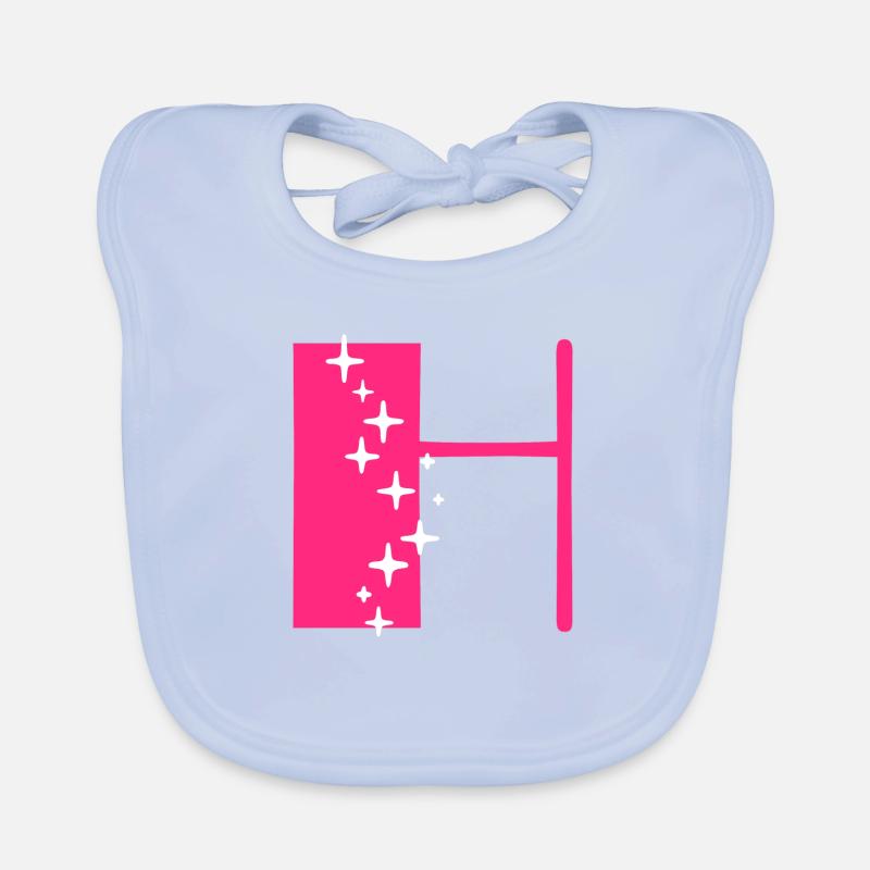 Letter H Glitter Organic Baby Bibs
