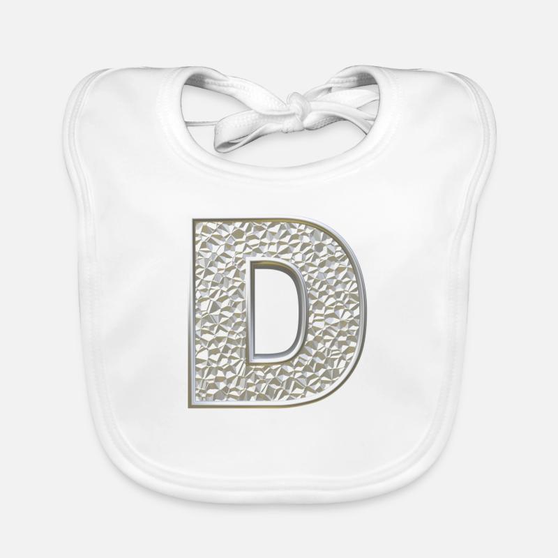 D, lettre, lettre D, initiale, initiale D, monogramme, - Bavoir bio Bébé - blanc