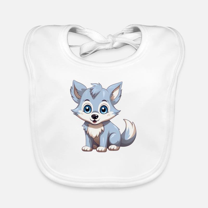 Louveteau mignon - Bavoir bio Bébé - blanc