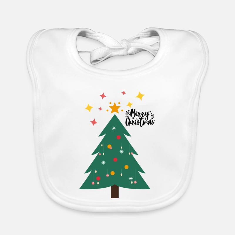 Weihnachtsbaum - Christbaum - Baby Bio-Lätzchen - Weiß