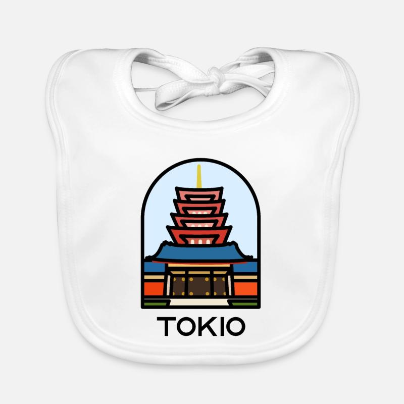 Tokyo - Senso-ji Temple - Bavoir bio Bébé - blanc