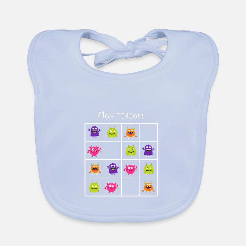 Monster Sudoku - Monster Documentary (white) Organic Baby Bibs