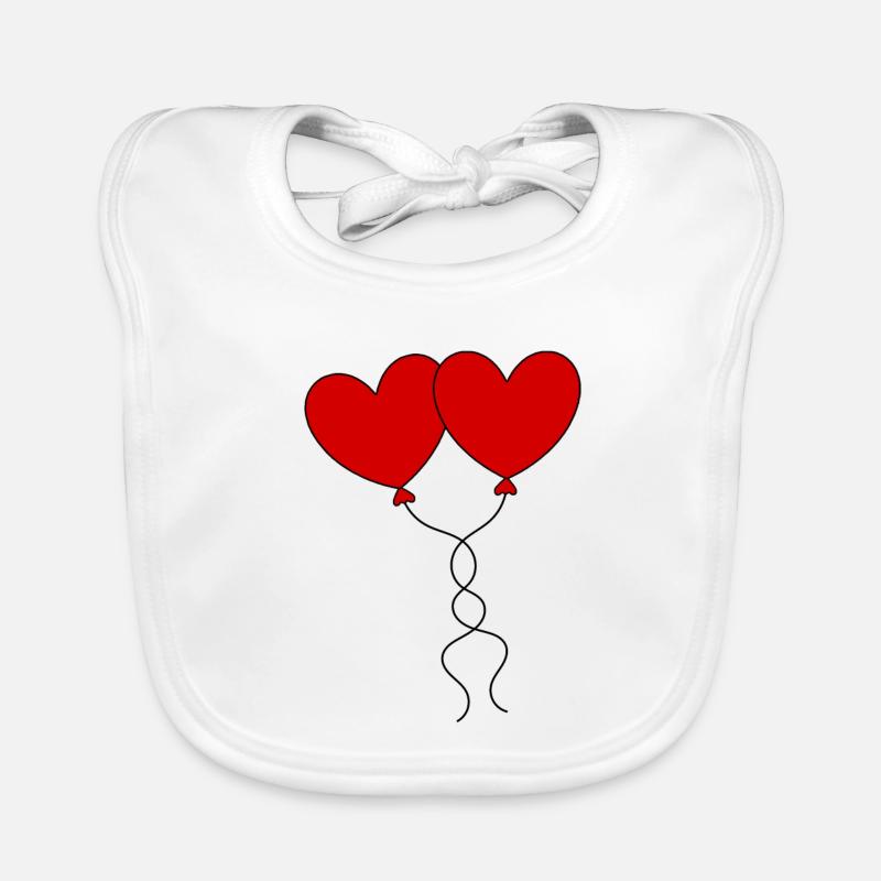 coeur rouge cadeau saint valentin - Bavoir bio Bébé - blanc