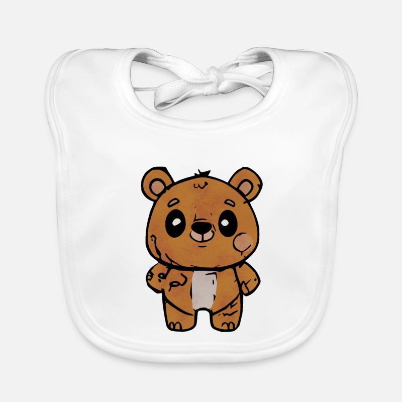 Ours de dessin animé avec une expression amicale Bavoir bio Bébé