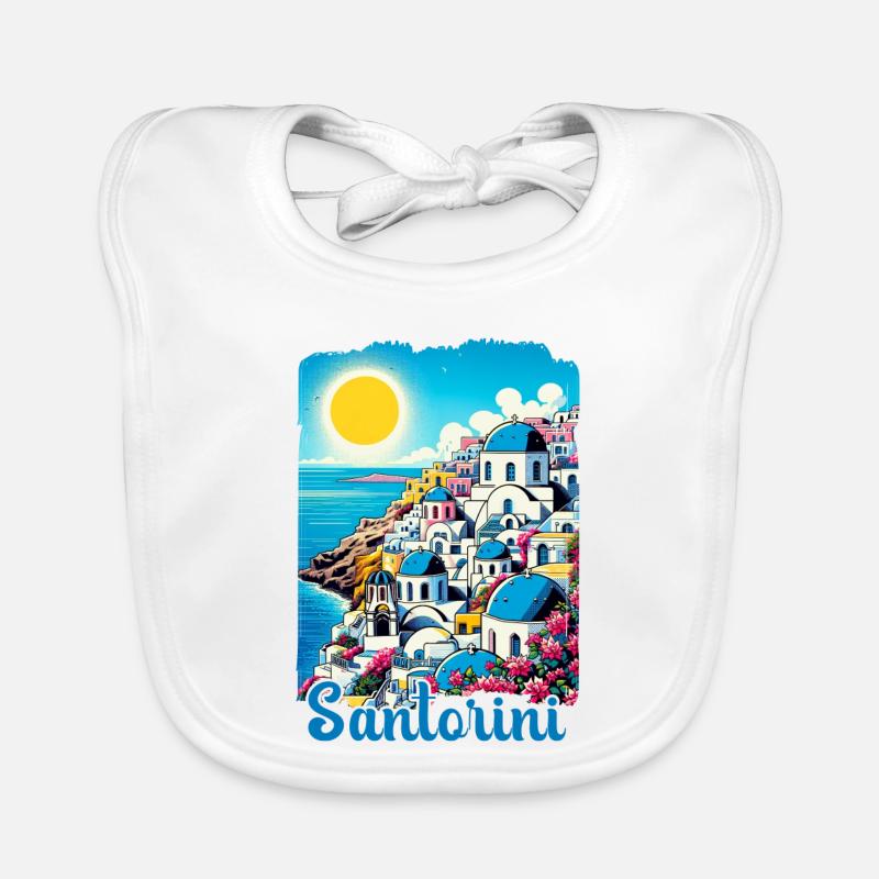 Santorin, Grèce, océan, volcan Akrotiri Bavoir bio Bébé