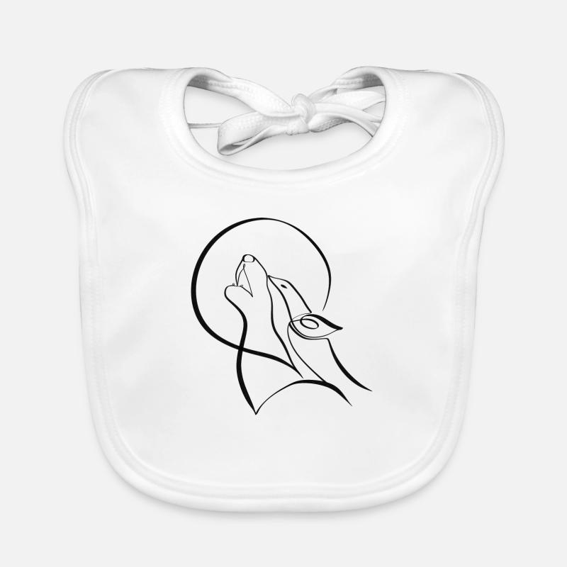 Minimalist wolf artwork Organic Baby Bibs