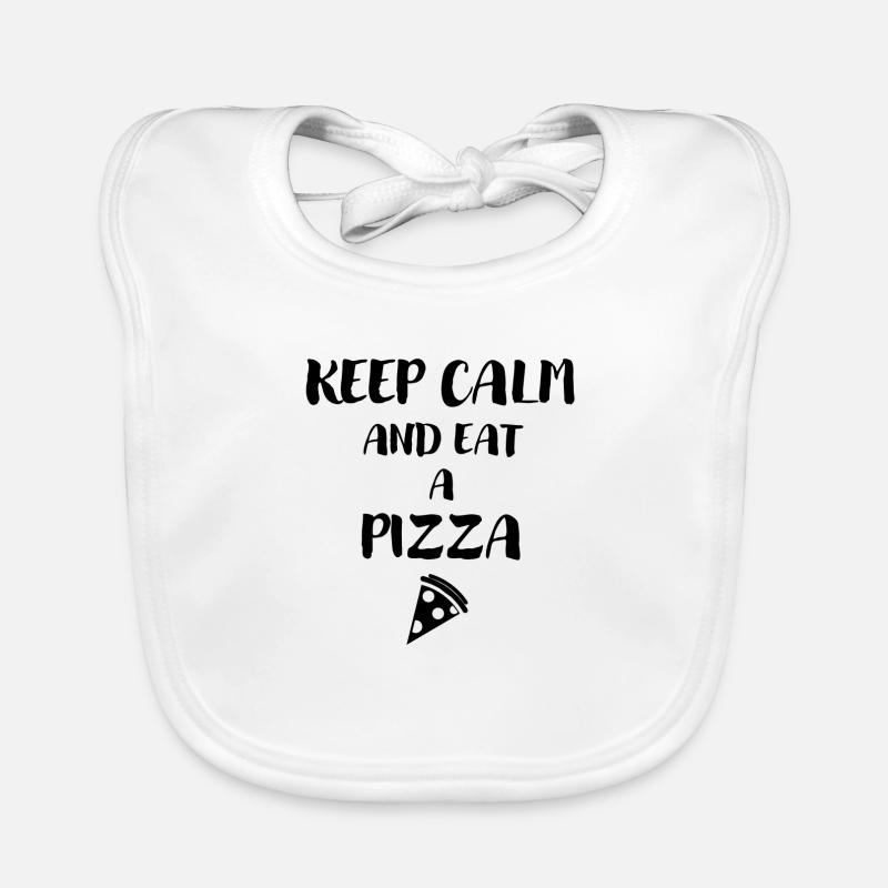 Keep Calm and eat a Pizza - Bavoir bio Bébé - blanc