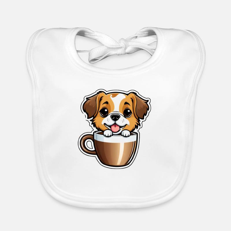 Cute dog in coffee cup Organic Baby Bibs