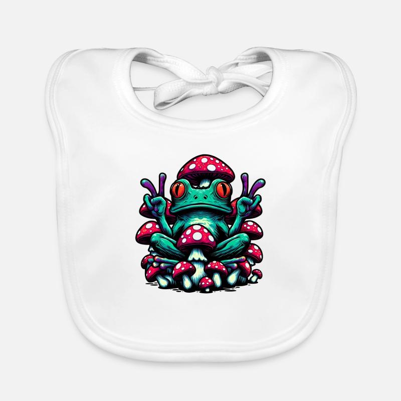 Frog with toadstool Organic Baby Bibs