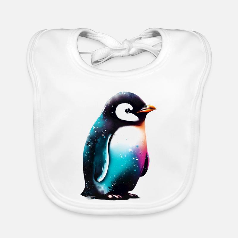 Pinguin - Baby Bio-Lätzchen - Weiß