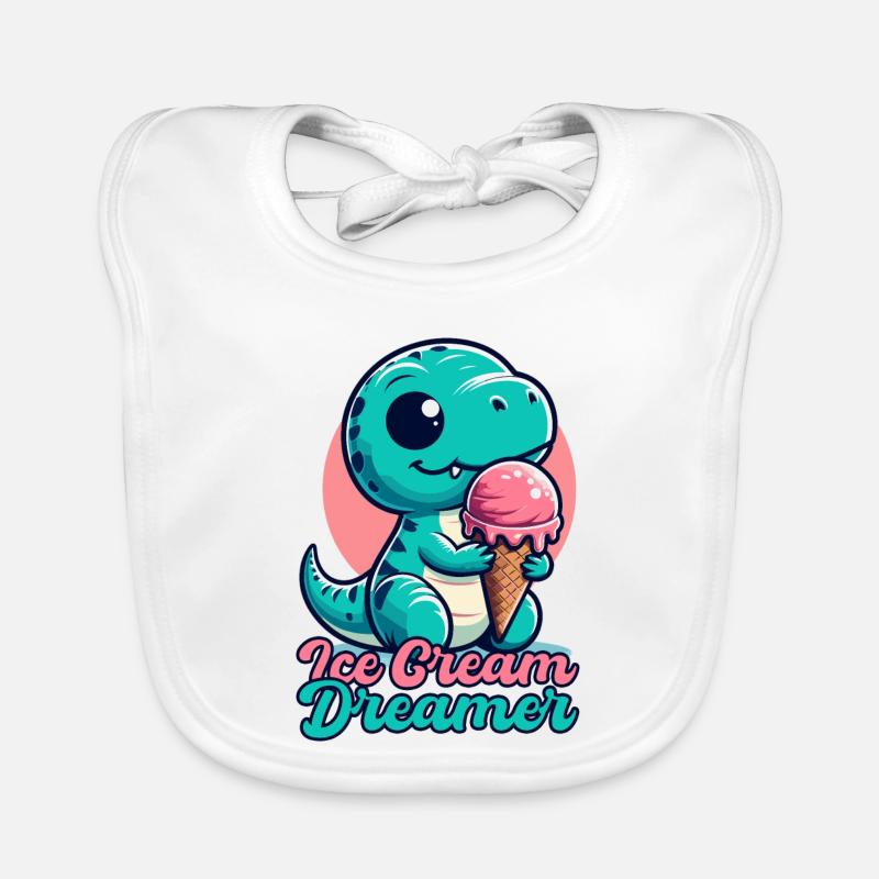 Eiscreme Träumer süßer T-Rex mit Eis Geschenk Baby Bio-Lätzchen
