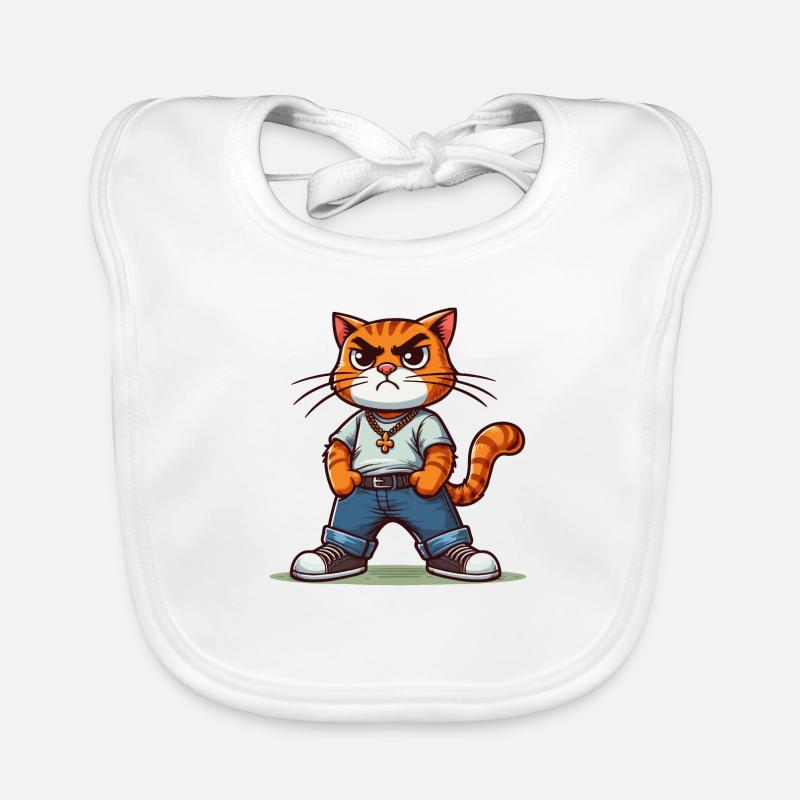 Cat Brat: Tough Cat, proud with paws on hips Organic Baby Bibs