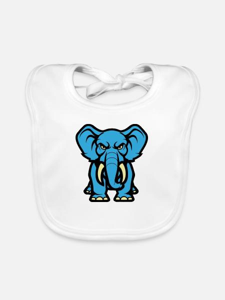 Elephant Comic - Organic Baby Bibs - white - Front