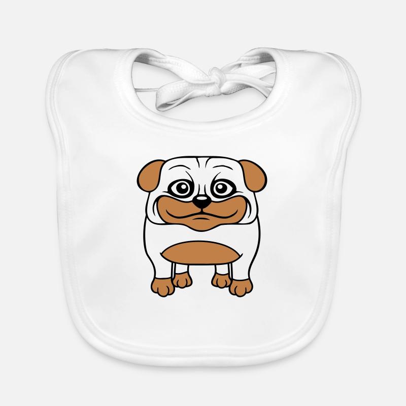 Hund Mops Klein Süß Dick Lieb Glücklich Comic Spaß Baby Bio-Lätzchen