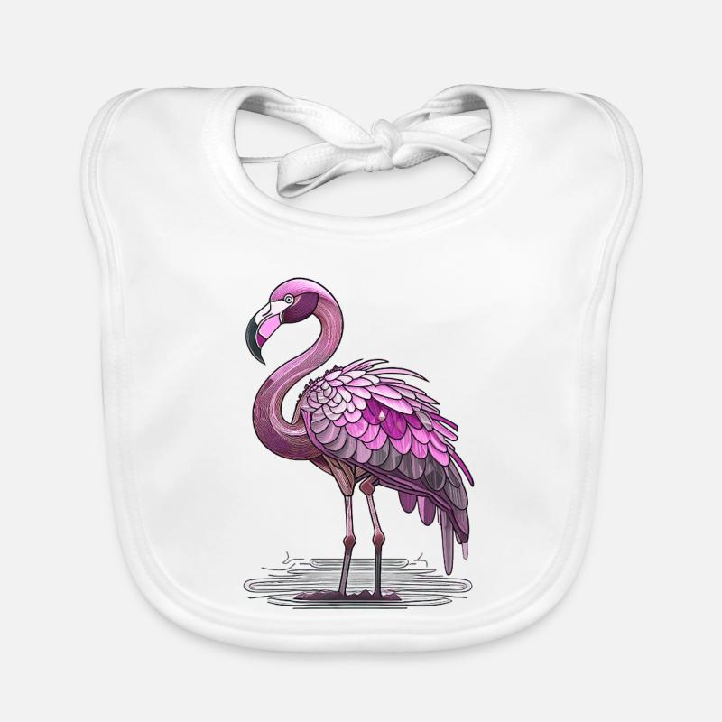 Flamingo - Baby Bio-Lätzchen - Weiß