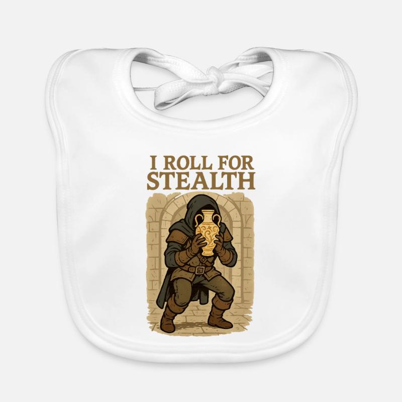 I Roll For Stealth Thief with Vase Organic Baby Bibs