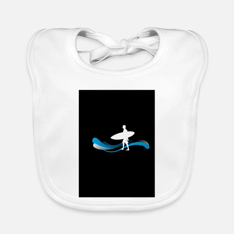 Surfer silhouette on waves Organic Baby Bibs