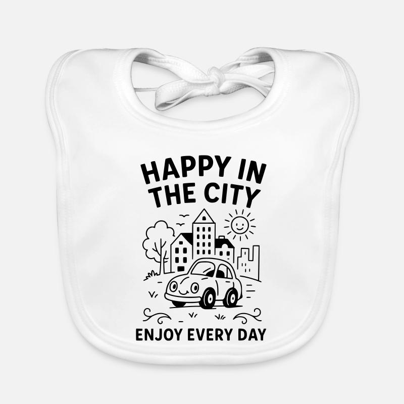 HappyCity - Bavoir bio Bébé - blanc