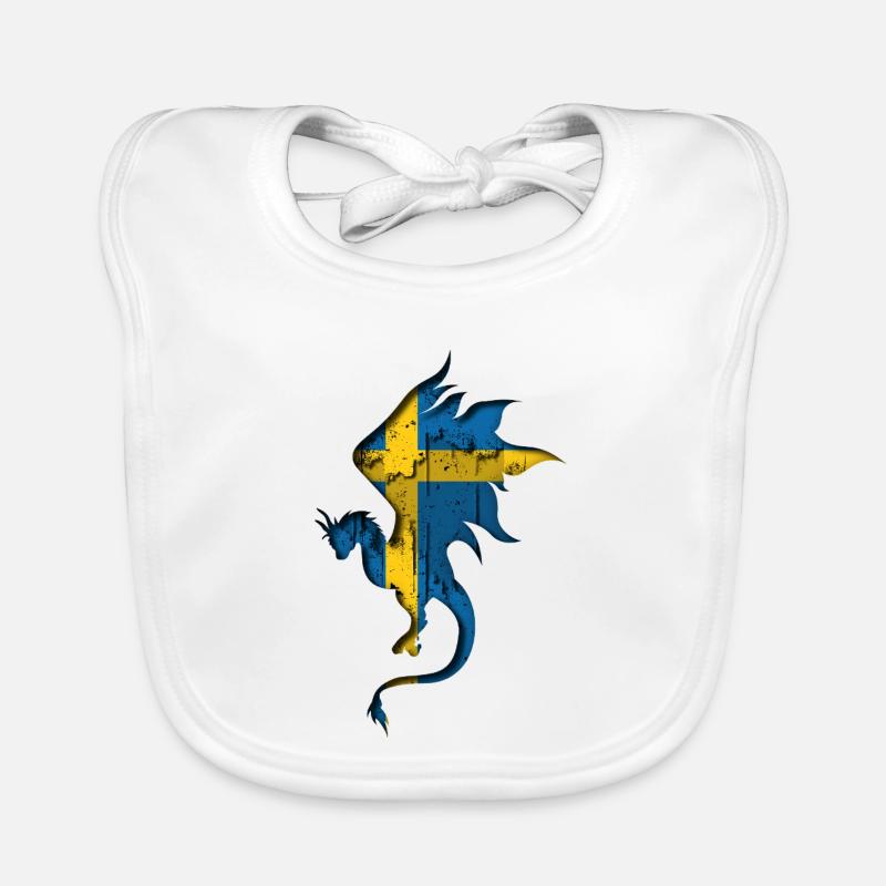 Drapeau de la Suède - Suède - Silhouette de dragon Bavoir bio Bébé