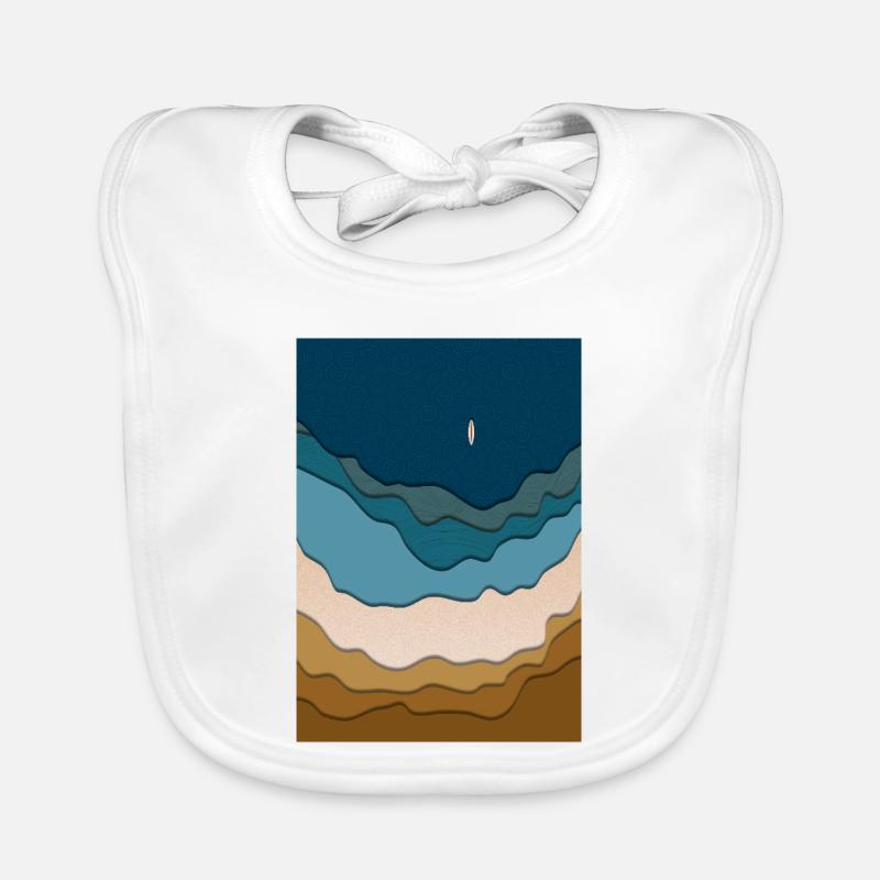 Abstraktes Strand-Design - Surfboard im Ozean Baby Bio-Lätzchen