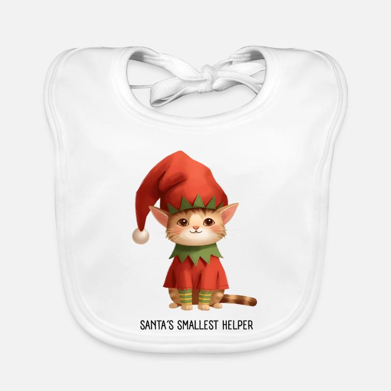 Verspielter Weihnachtskätzchen-Print Baby Bio-Lätzchen