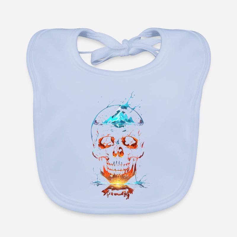Crâne de Feu et Glace Éclatant Organic Baby Bibs
