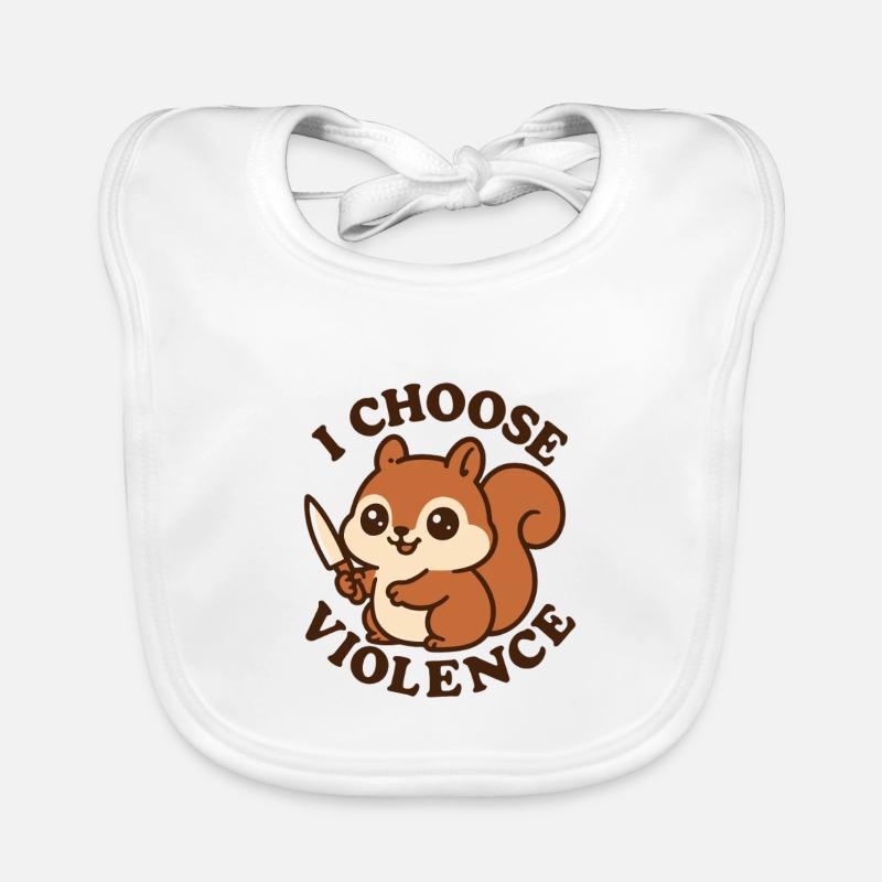 Rebellious Cute Squirrel – I Choose Violence Organic Baby Bibs