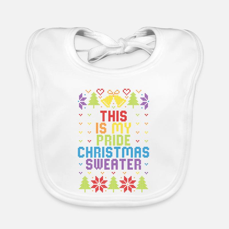 C’est mon pull de Noël Pride Noël moche - Bavoir bio Bébé - blanc