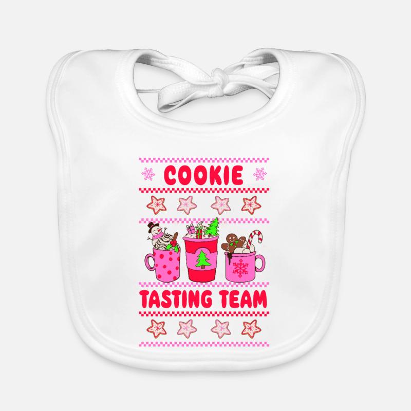 Équipe de dégustation de biscuits - Noël rose fluo Bavoir bio Bébé
