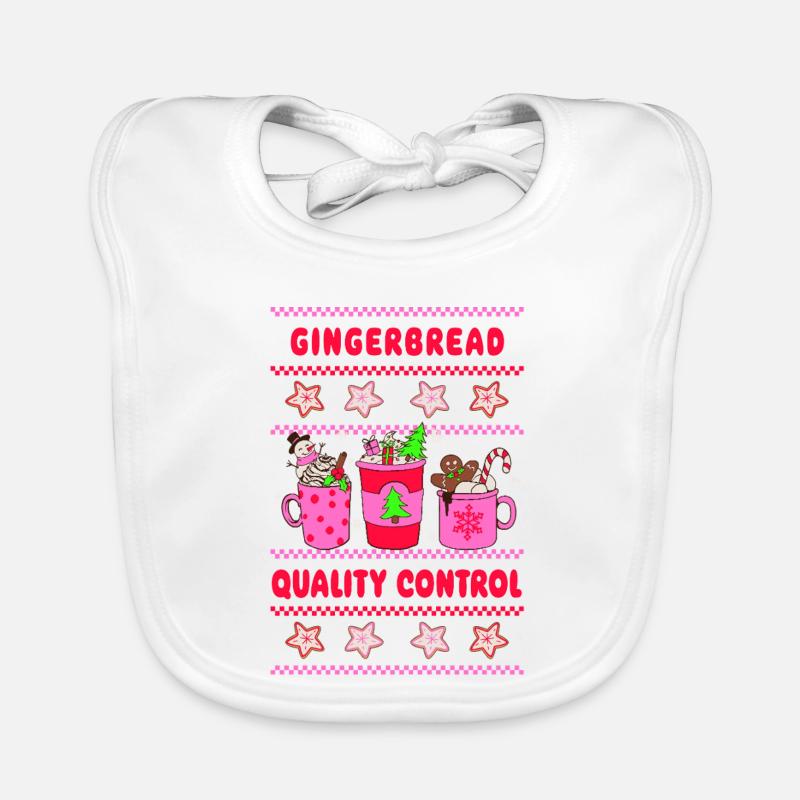Gingerbread Quality Control - neon pink Baby Bio-Lätzchen
