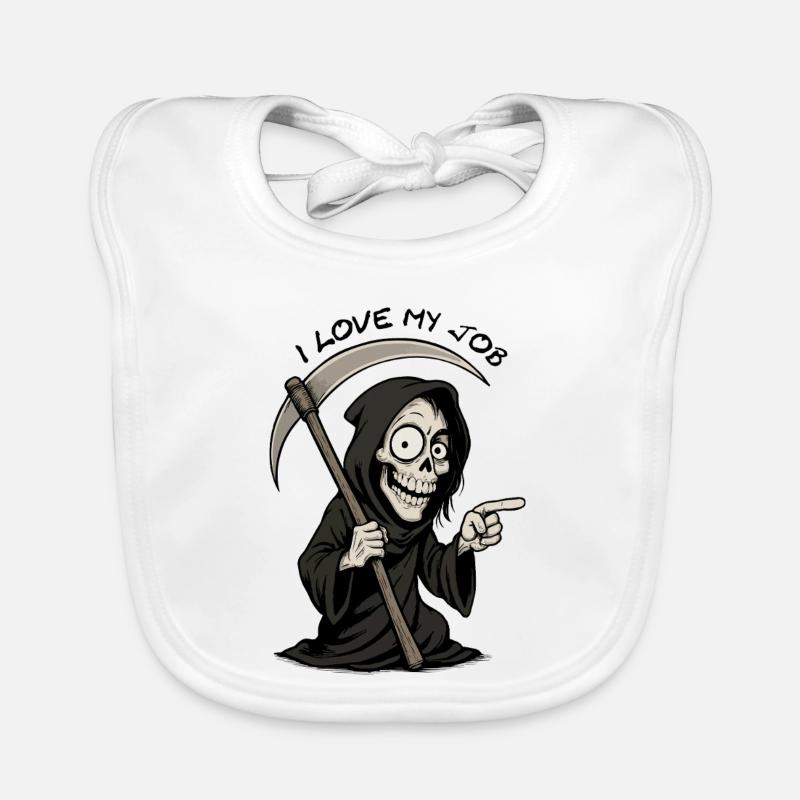 Grim Black Grim Reaper Smiling Organic Baby Bibs