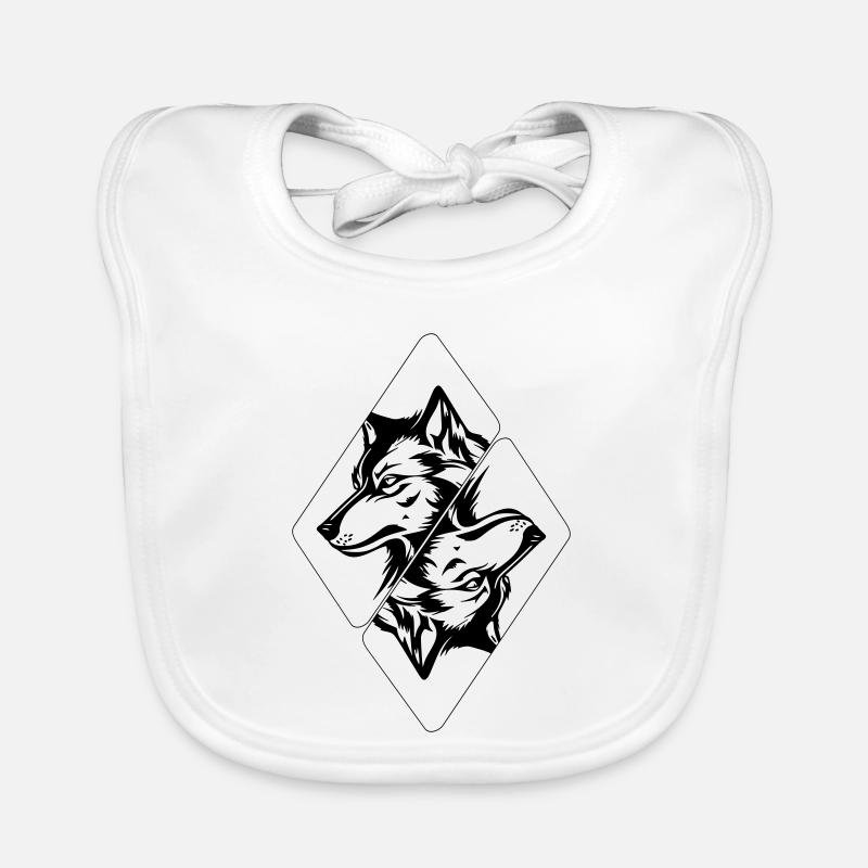 Tête de loup - Bavoir bio Bébé - blanc