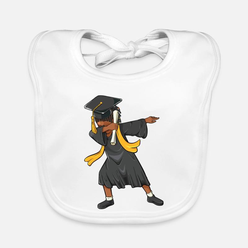 Afro Dabbing Mädchen Abschlussklasse 2026 - Baby Bio-Lätzchen - Weiß