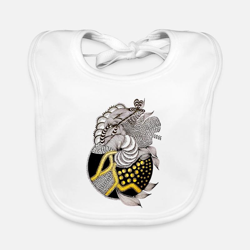 Fish pattern with gold accent Organic Baby Bibs