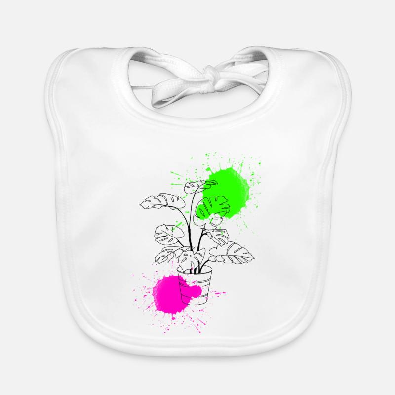 Funky Monstera - Organic Baby Bibs - white